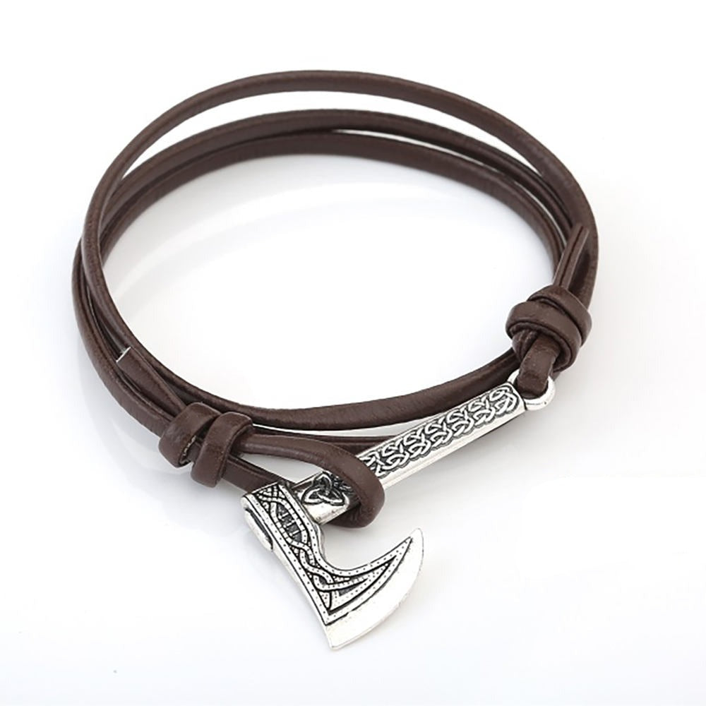 Viking Axe Wrap Leather Bracelet