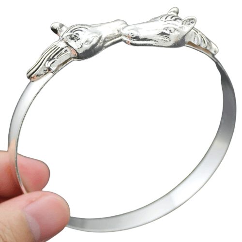 Double Horse Head Viking Cuff Bracelet