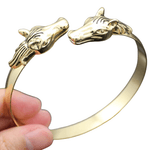 Double Horse Head Viking Cuff Bracelet