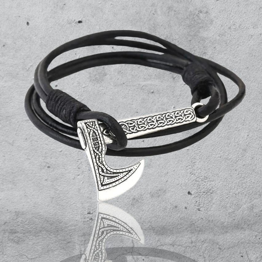 Viking Axe Wrap Leather Bracelet