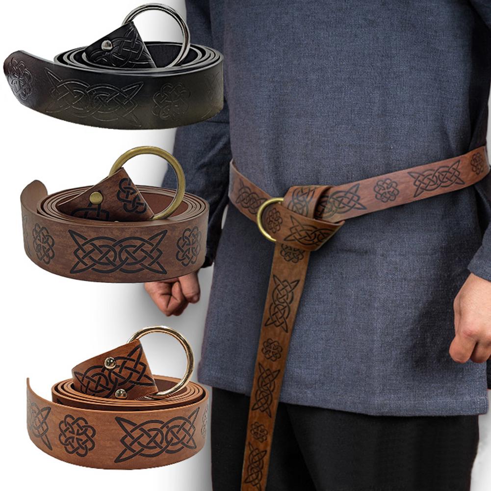 Medieval Embossed PU Leather O Ring Belt