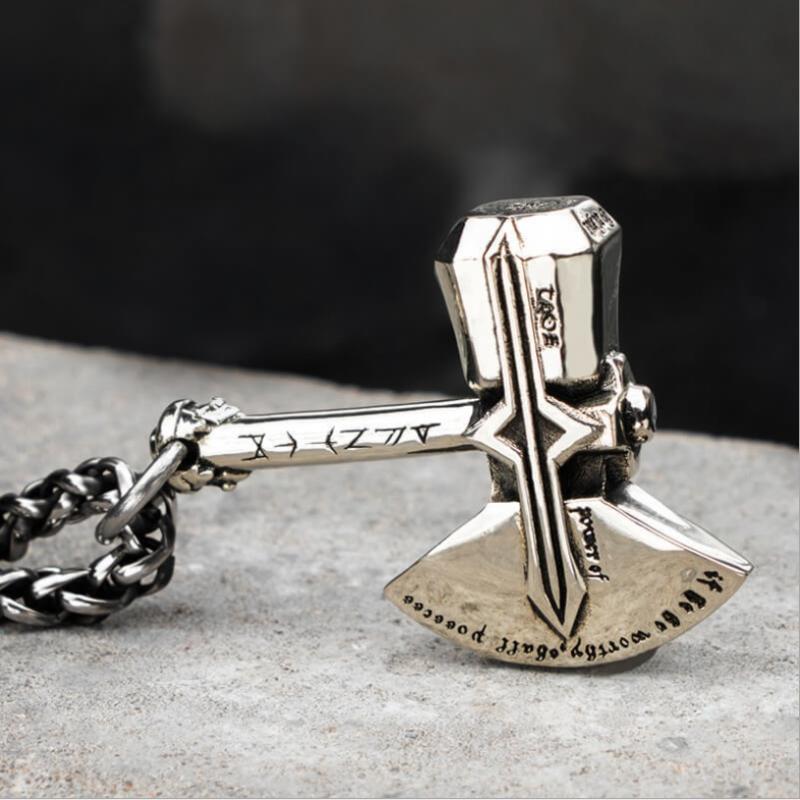 Thor's Axe Viking Rune Pendant Necklace - The Stormbreaker