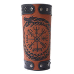 Jormungandr Viking Compass Leather Wristband