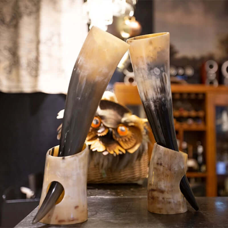Gjallarhorn (Viking Drinking Horn) with Horn Stand