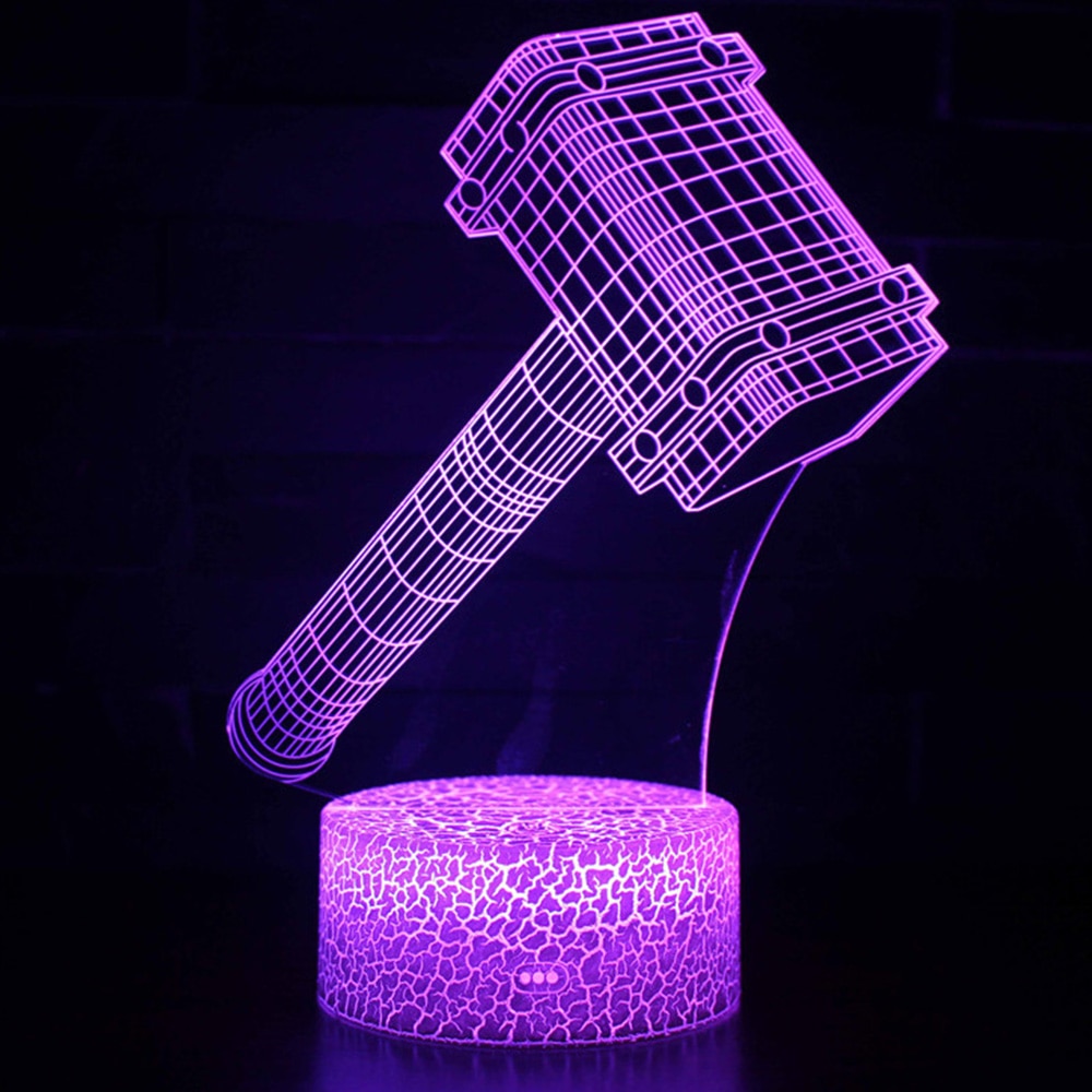 Mjolnir Thor's Hammer Color Changing 3D Night Lamp