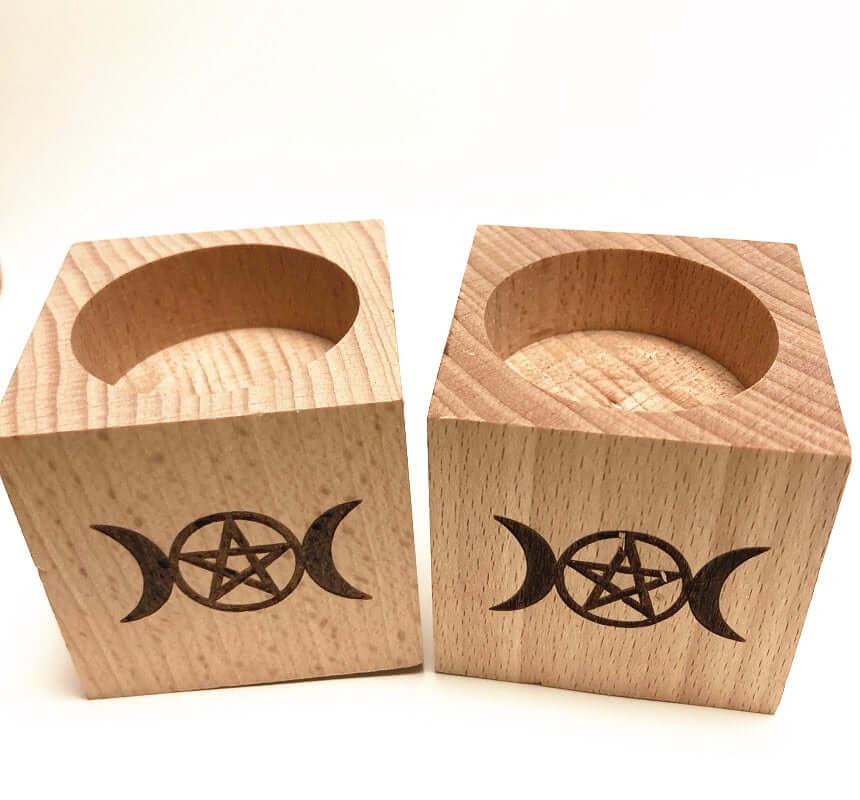 2Pcs Wooden Altar Candle Holders