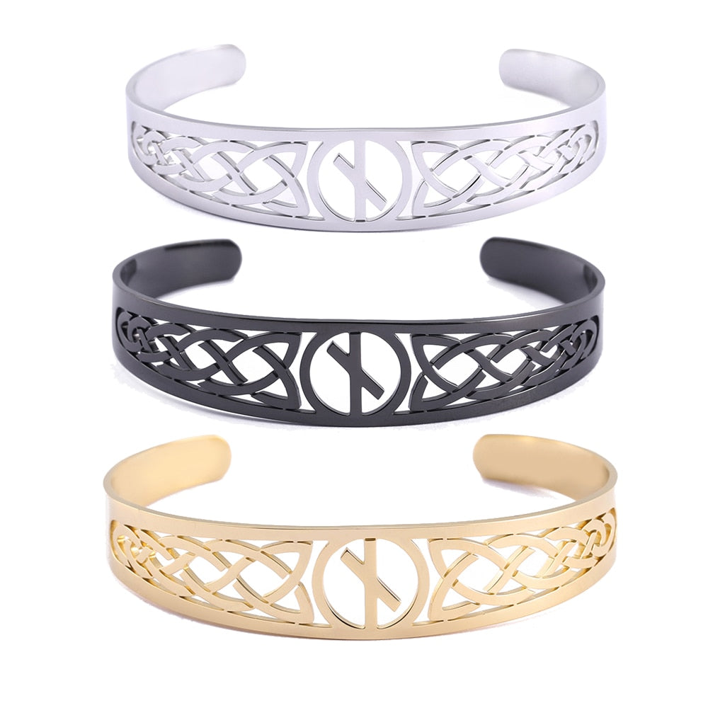 Nordic  Runes Bangle Cuff Bracelet