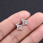 Viking Futhark Runes Stud Earrings