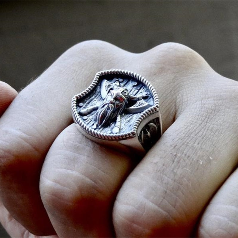 Thor Hammer Double Axe Viking Ring