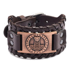 Thor's Hammer Viking Leather Bracelet