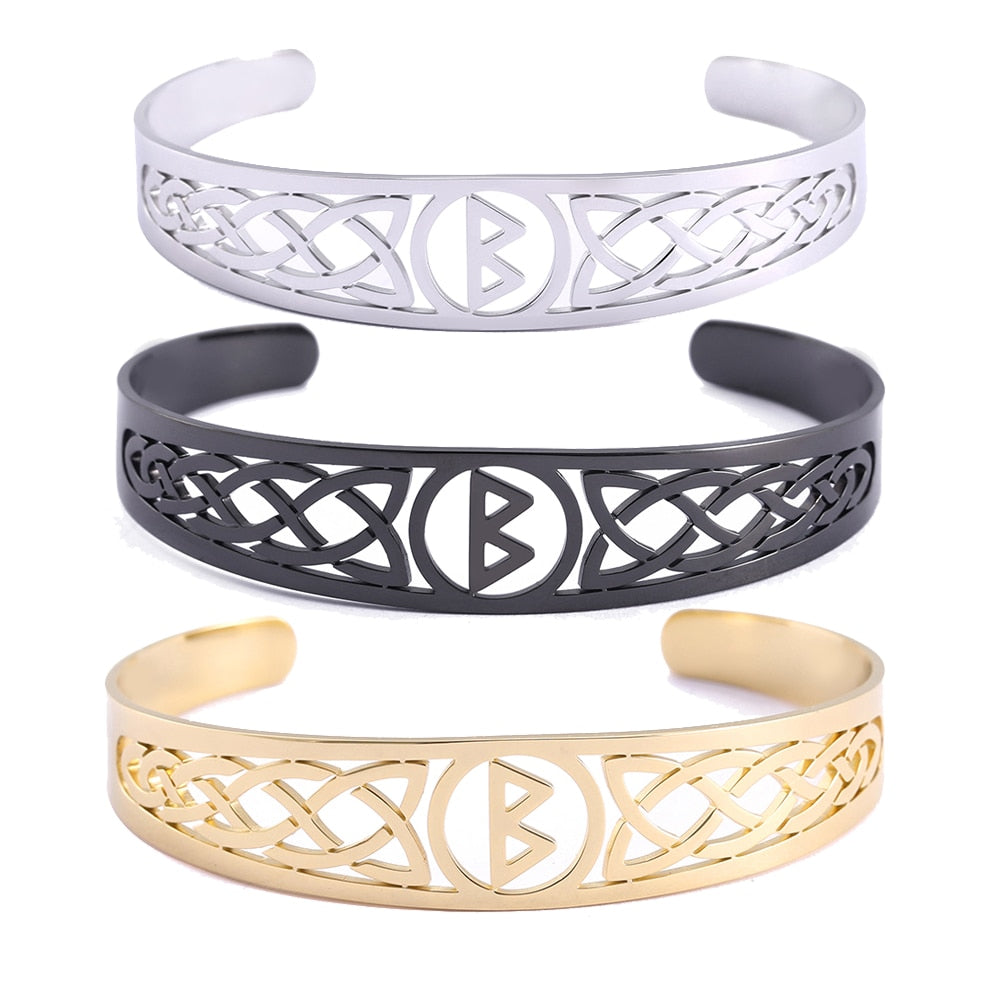Nordic  Runes Bangle Cuff Bracelet