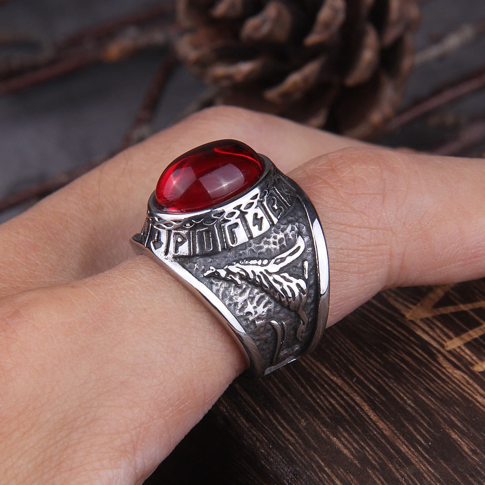 WOLF AND RAVEN VEGVISIR BLOOD RING