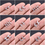 Viking Futhark Runes Stud Earrings