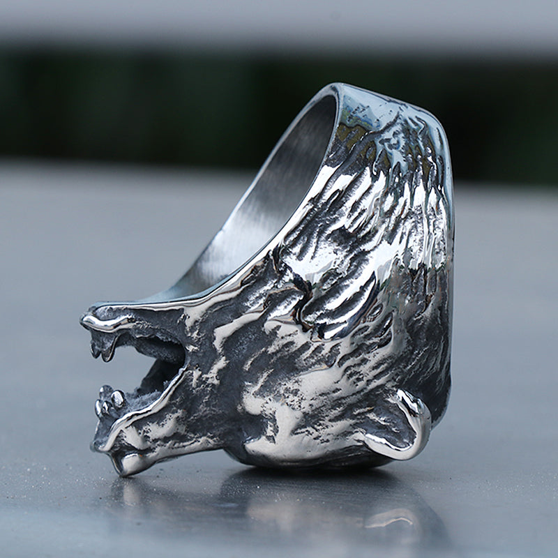 Viking Bear Head Ring