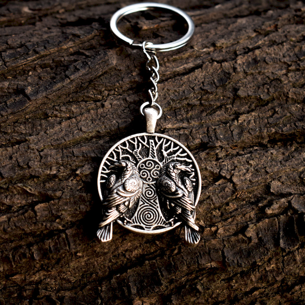 Huginn And Muninn Ravens Keychain