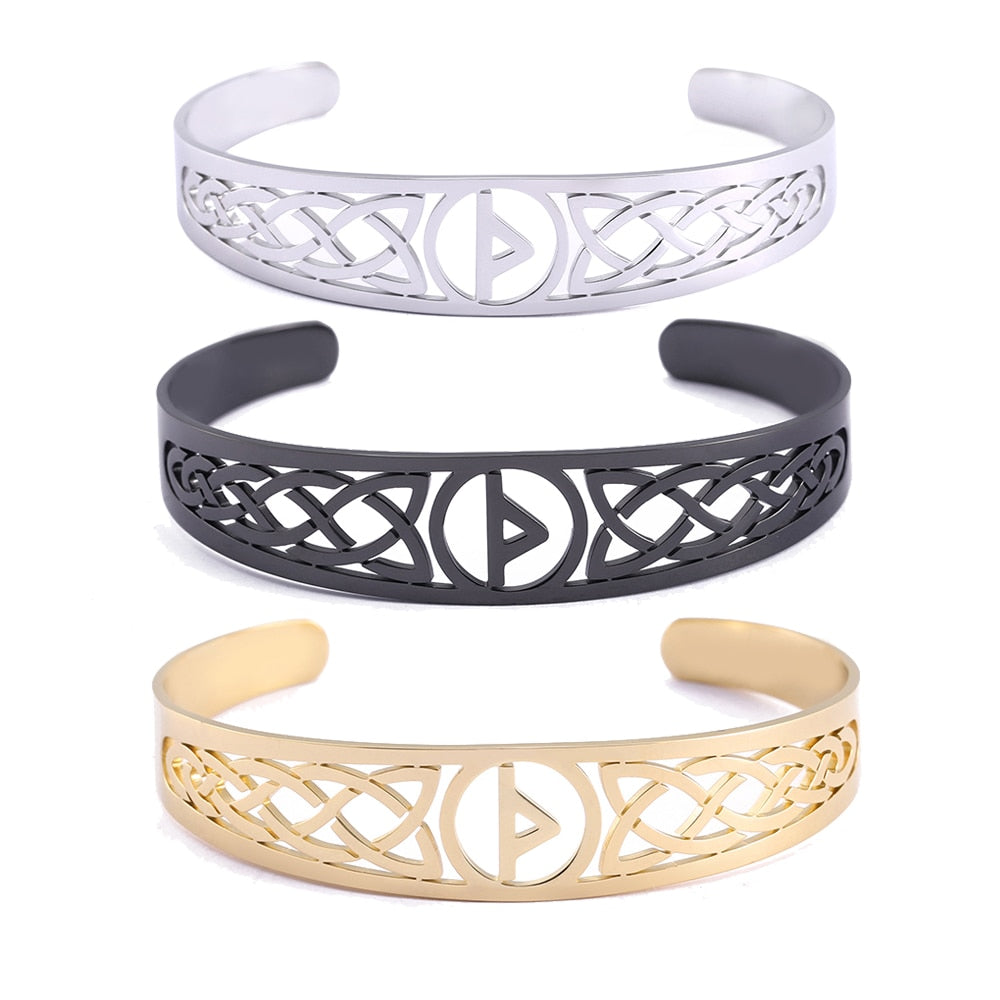 Nordic  Runes Bangle Cuff Bracelet