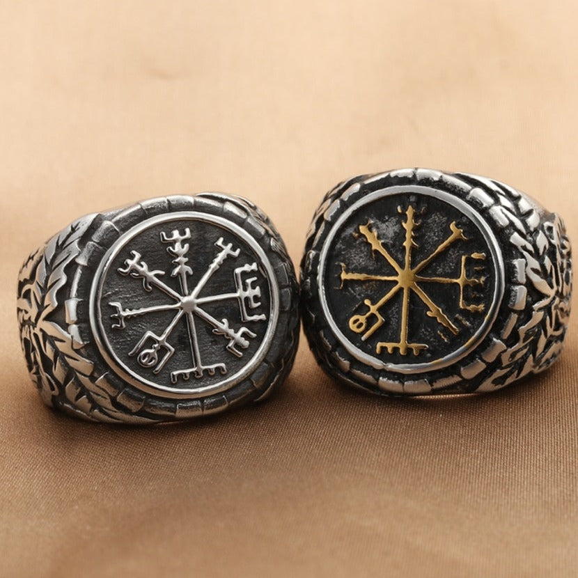 Vegvisir Viking Runic Compass Ring