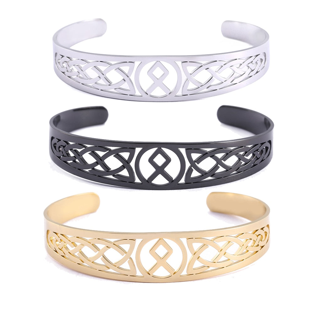 Nordic  Runes Bangle Cuff Bracelet