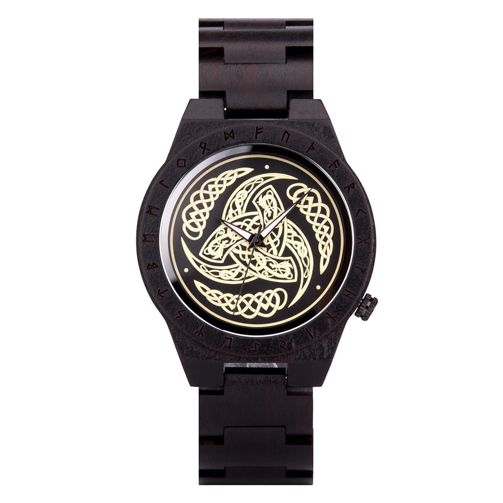 Triple Horn of Odin Wooden Viking Watch