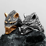 Norse Wolf Fenrir Head Ring