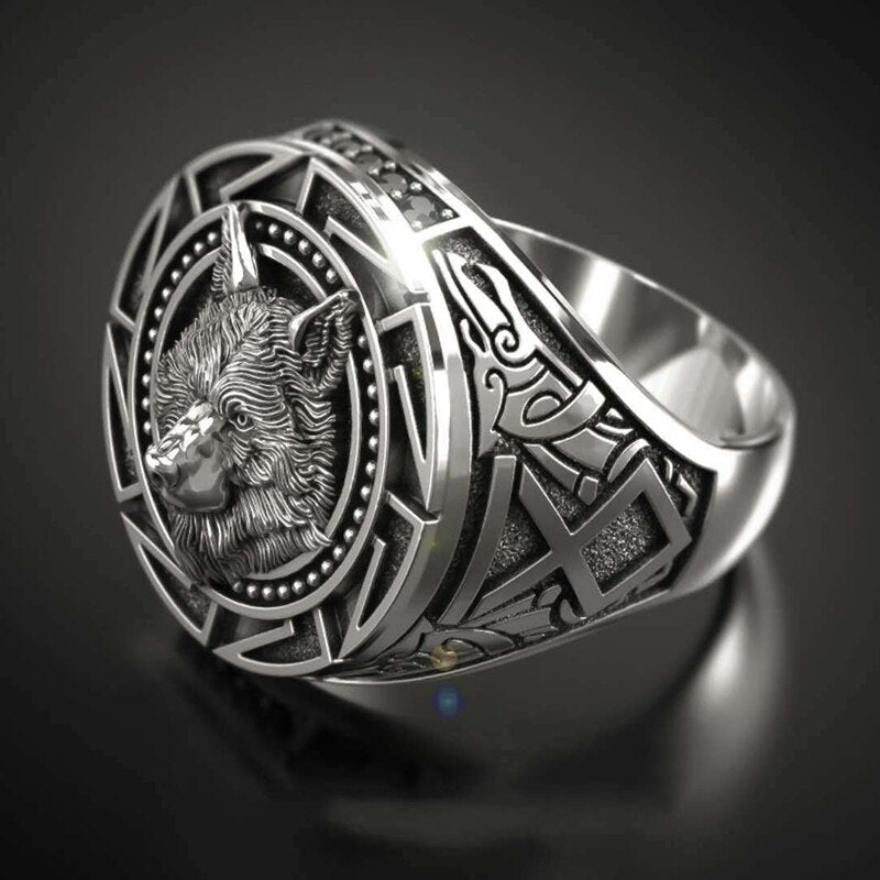 Viking Wolf Symbols Ring