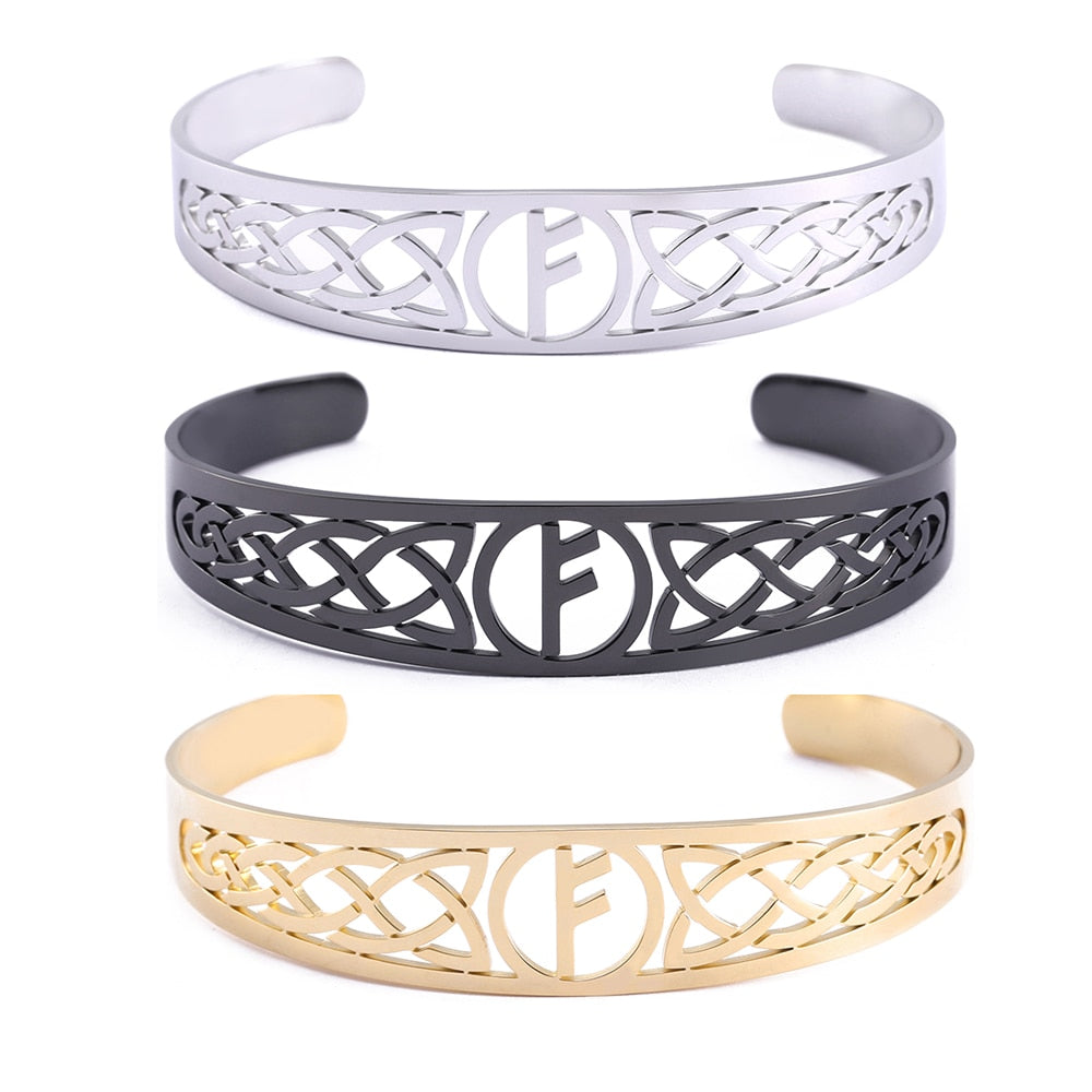 Nordic  Runes Bangle Cuff Bracelet