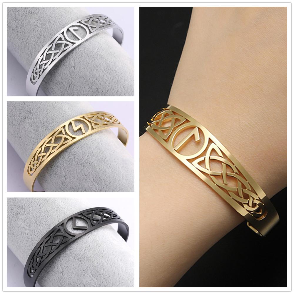 Nordic  Runes Bangle Cuff Bracelet