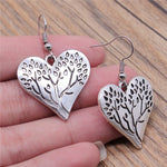 Heart-Shaped Yggdrasil Tree Of Life Drop Earrings