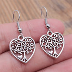 Heart-Shaped Yggdrasil Tree Of Life Drop Earrings