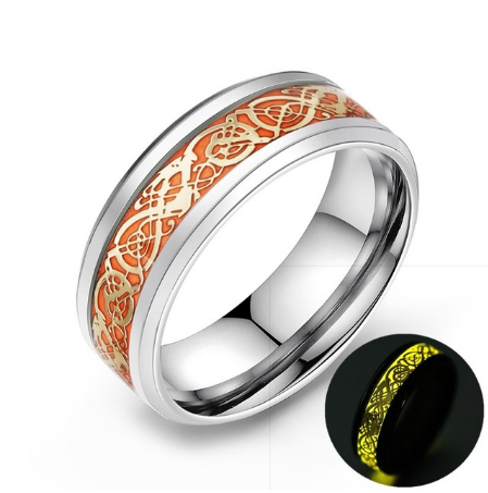 Luminous Celtic Dragon Inlay Ring