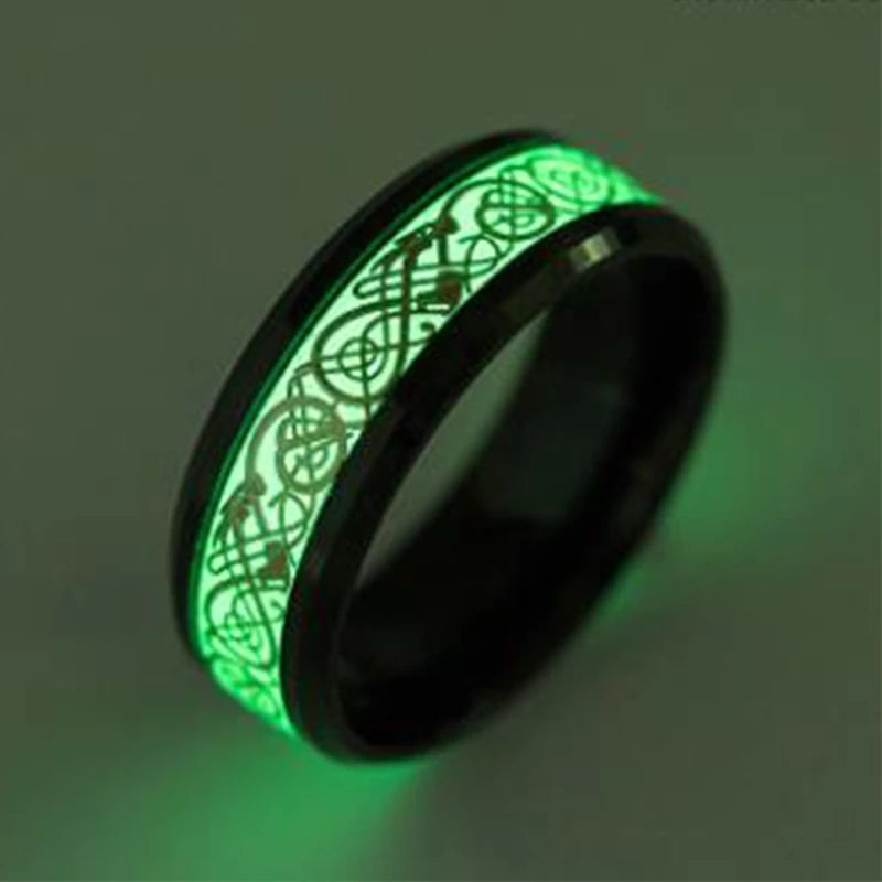 Luminous Celtic Dragon Inlay Ring | Viking-Store™