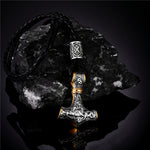 Thor's Hammer Mjolnir Viking Necklace With Valknut Bead