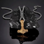 Thor's Hammer Mjolnir Viking Necklace With Valknut Bead