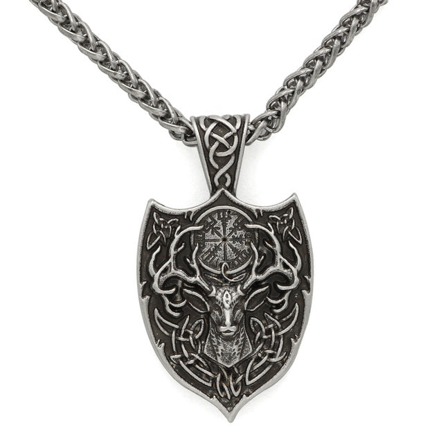 Viking Stag Stainless Steel Pendant Necklace