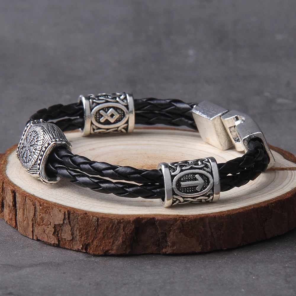 Viking Runes and Vegvisir Compass Bracelet