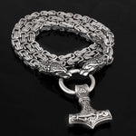 King Chain With Tiger Heads & Mjolnir Pendant