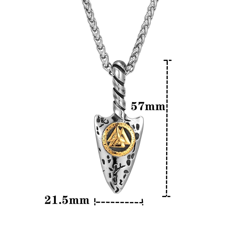 Odin's Spear Gungnir Necklace With Valknut Symbol