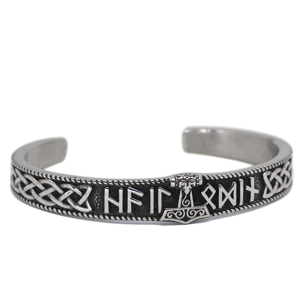 Thor's Hammer Runic Bangle Cuff