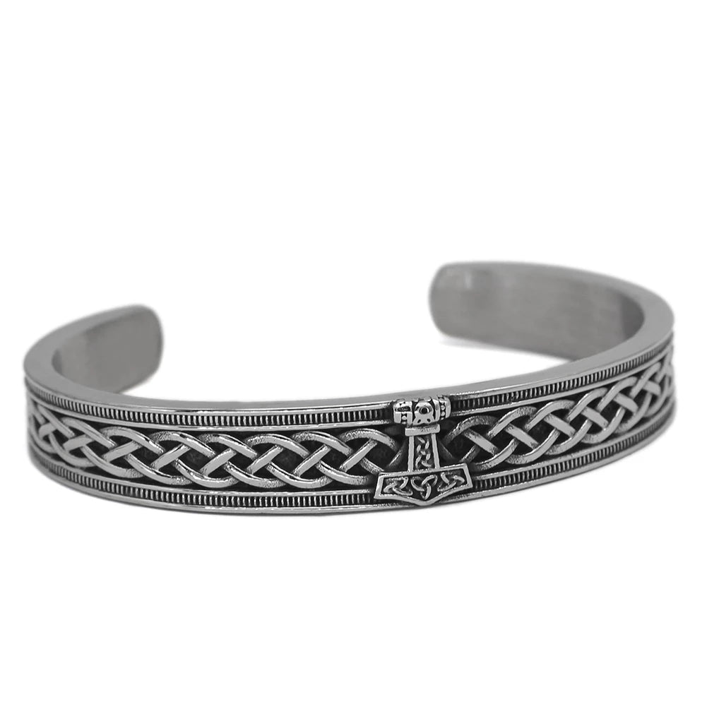 Thor's Hammer Runic Bangle Cuff