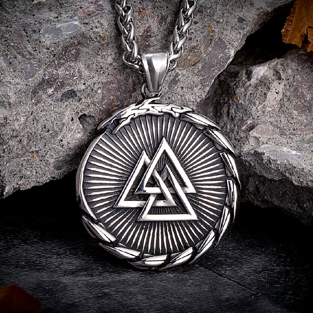 Jormungandr Serpent Valknut Necklace