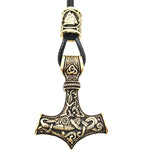 Thor's Hammer Mjolnir Viking Necklace With Valknut Bead