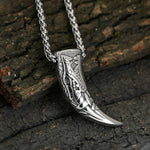 Viking Necklace With Engraved Wolf Fang Pendant