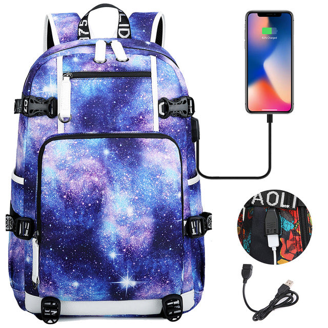Viking Valknut USB charging Multifunction Travel Backpack - Starry Blue