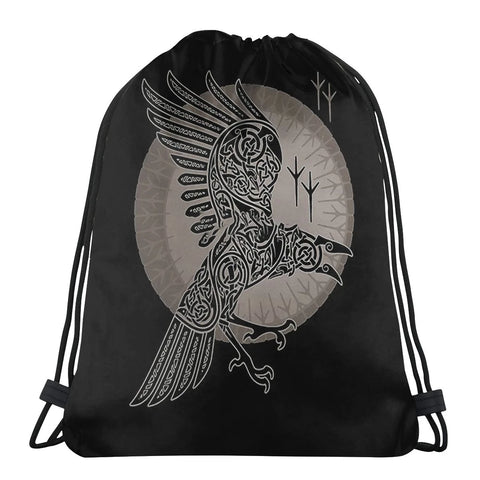 Norse Raven Drawstring Bag