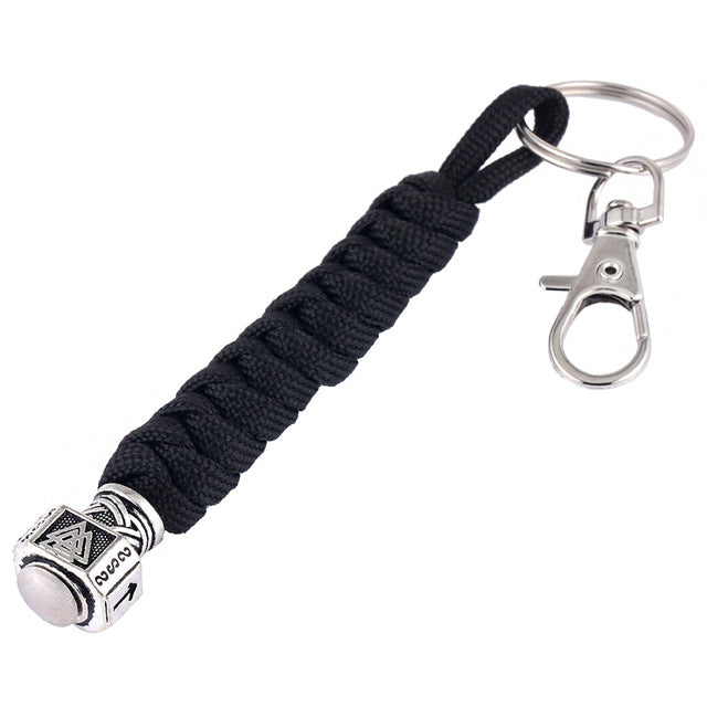 Black Valknut Paracord Viking Keychain