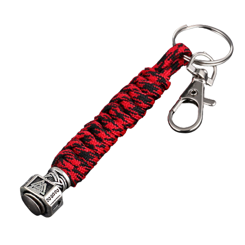 Black & Red Valknut Paracord Viking Keychain