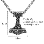 Mjolnir Thor's Hammer Norse Rune Pendant Necklace