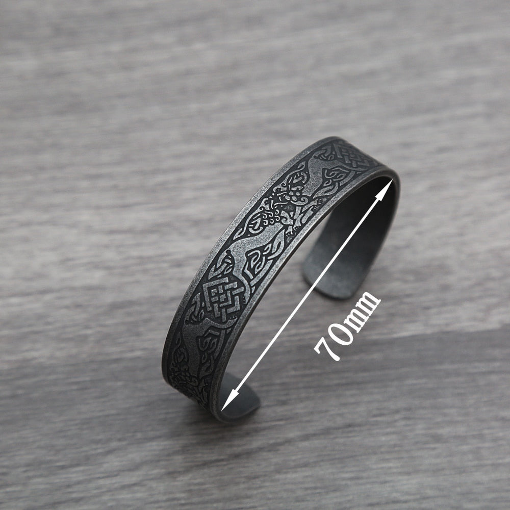 Black Stainless Steel Viking Rune Bracelet - Viking Arm Ring