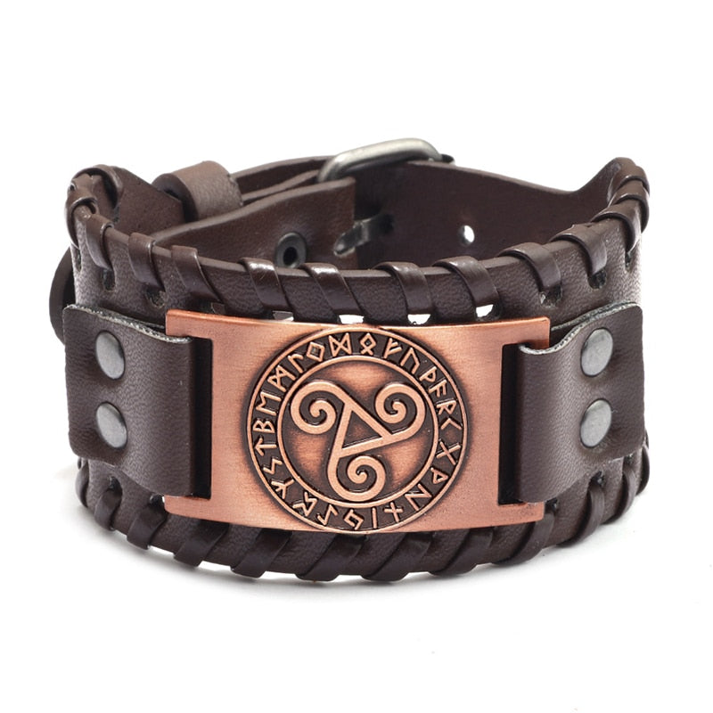 Triskelion Viking Leather Bracelet