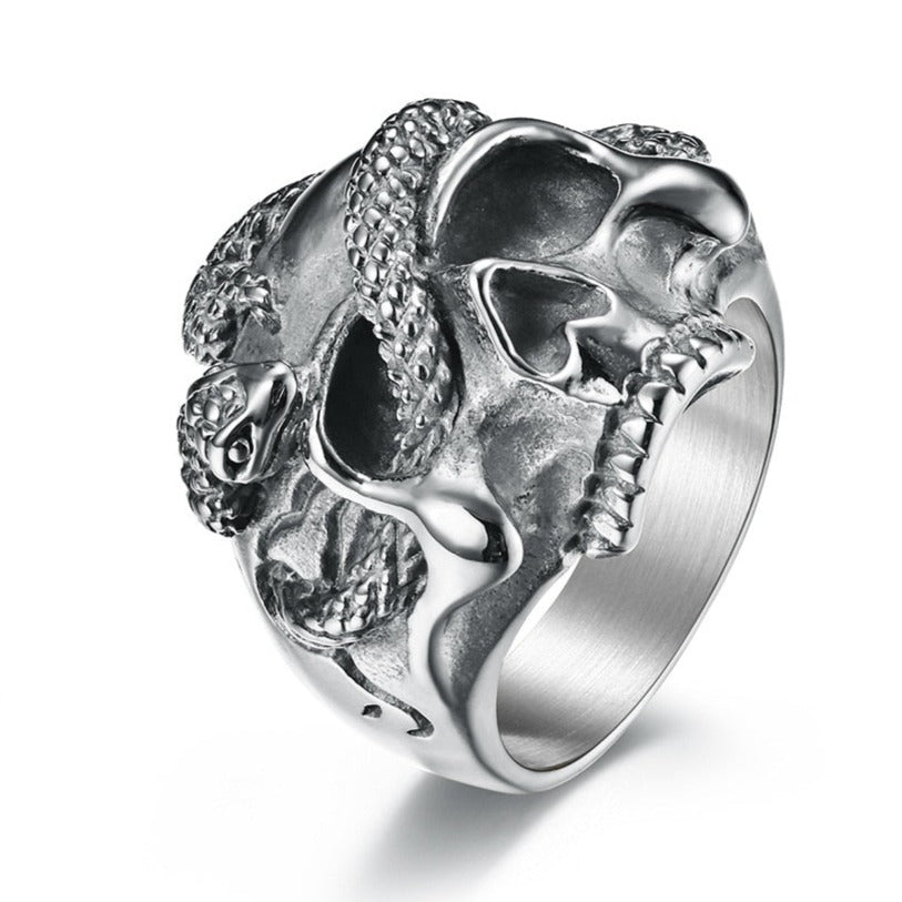 Viking Warrior Snake Skull Ring